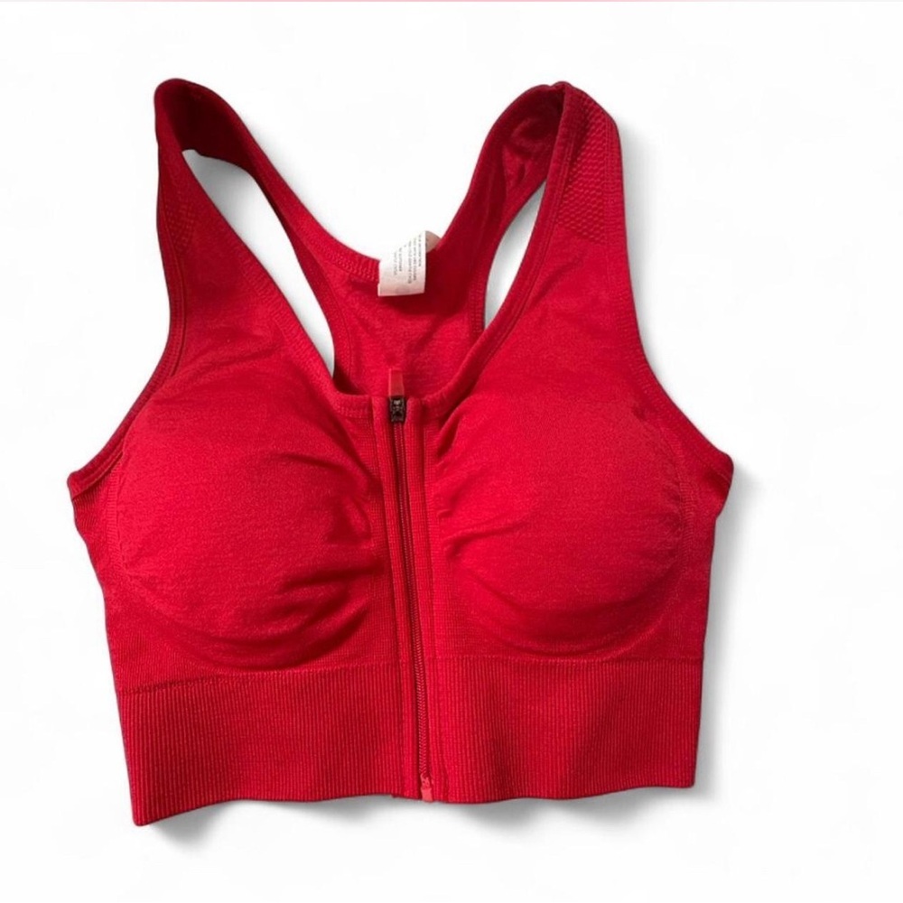 90 Degree By Reflex Red and Black Sports Bras - Picture 3 of 4